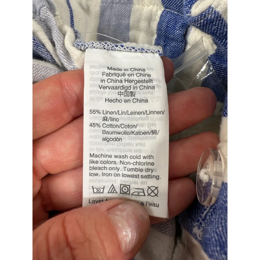 Madewell Blue White Striped Linen Cotton Paperbag Shorts Womens 8 - Picture 6 of 8